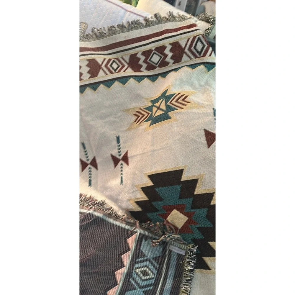 Aztec Design Throw Blanket 50x60 Afghan Tapestry Frills